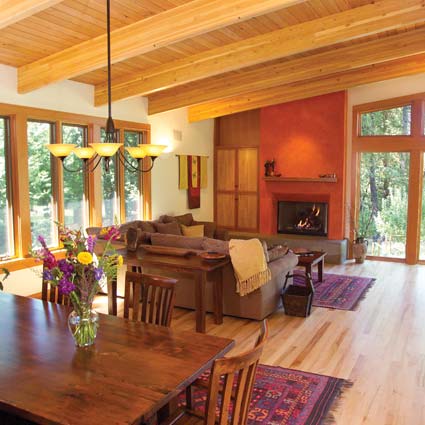
Ed and Shannon Welch used recycled Douglas fir, cedar and redwood throughout their home, including on the front 
